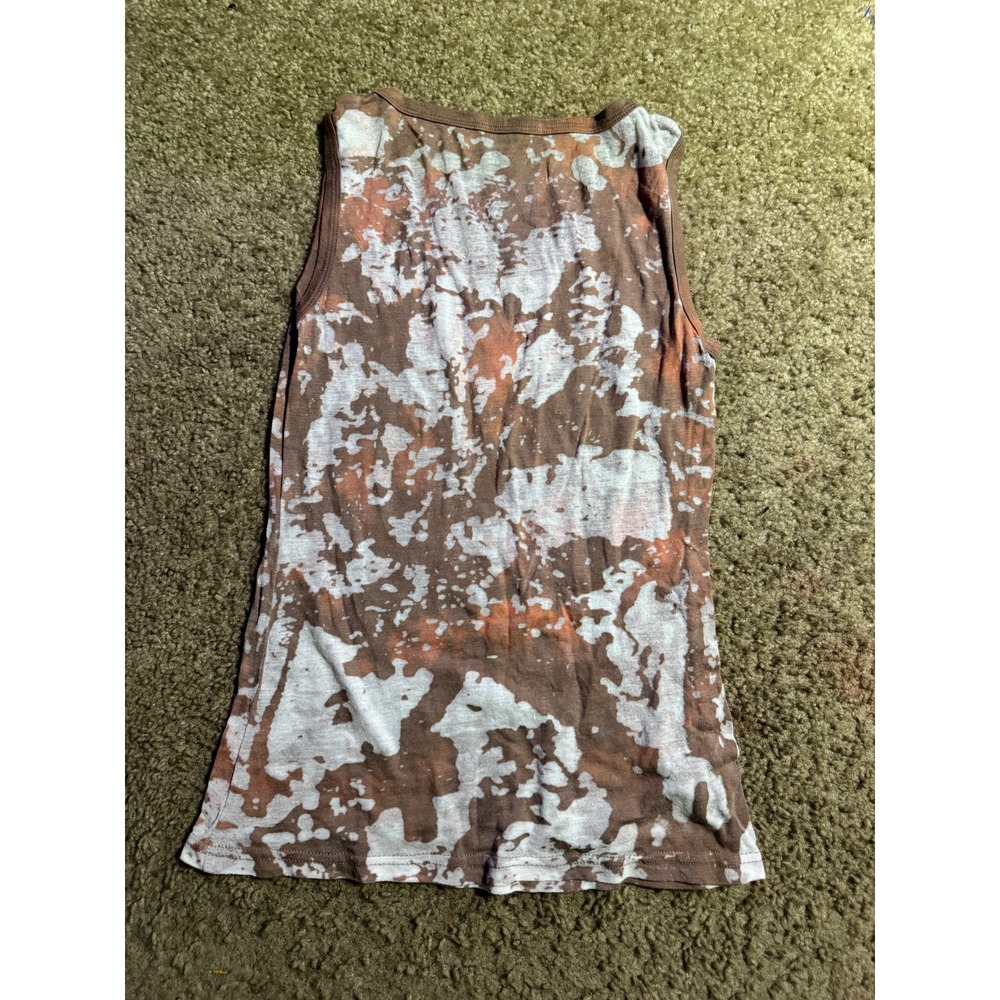 Vintage Style Eagle Crest Graphic Tank Top Brown Acid Wash Y2K Grunge Size L - Picture 3 of 5